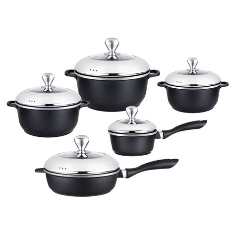 stick non cookware aluminum cast pan cooking 10pcs healthy lids pans pots pot wok combined classic series fry skillet sauce