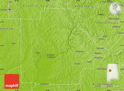 Physical Map Of Tuscaloosa County