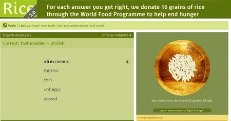 My Thats English Free Rice Vocabulary Online Game