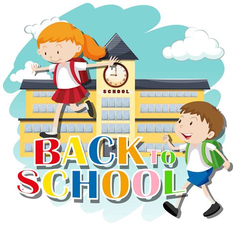 Back To School Theme With Kids At School 683241 Vector Art At Vecteezy