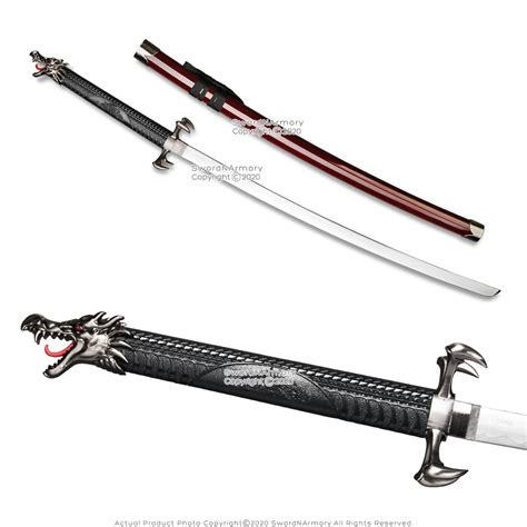 Red Torch Dragon Fantasy Samurai Katana Sword With Four Claws Style Guard