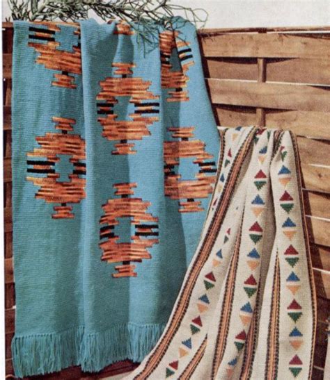 Sky Blue Navajo Vintage Crochet Blanket Pattern American Etsy