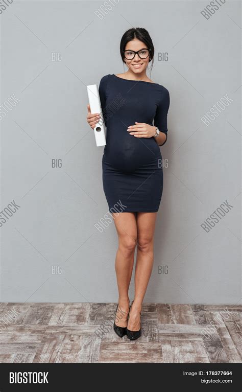 photo happy pregnant business woman image and photo bigstock