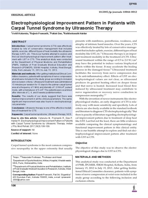 Electrophysiological Improvement Pattern In Patients With Carpal Tunnel