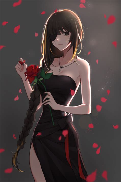 m16a1 in a beautiful black dress girlsfrontline kawaii anime girl manga kawaii dark anime