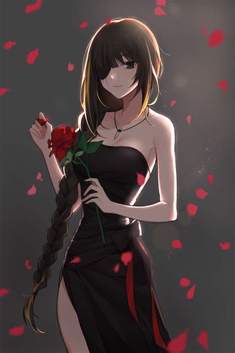 M16a1 In A Beautiful Black Dress Girlsfrontline Kawaii Anime Girl Manga Kawaii Dark Anime