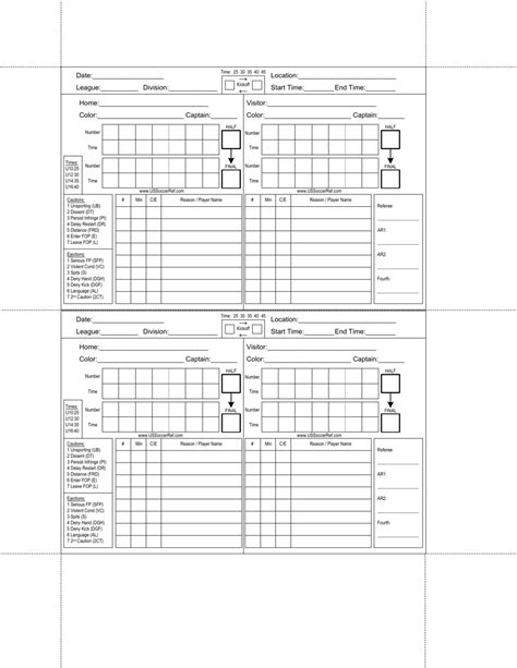 Blank Soccer Score Sheet Download Printable Pdf Templateroller
