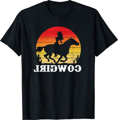 Retro S Style Funny Reverse Cowgirl T Shirt Amazon Co Uk Clothing