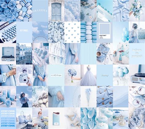 Photo Wall Collage Kit Baby Light Blue Aesthetic Set Of 60 Photos