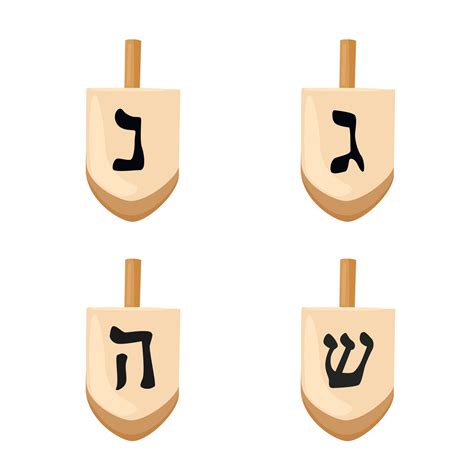 Set Of Hanukkah Dreidels Icons Vector Illustration Hanukkah Dreidels
