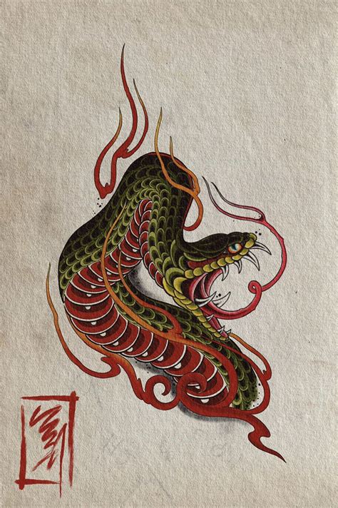 A Drawing Of A Dragon With Red And Green Colors