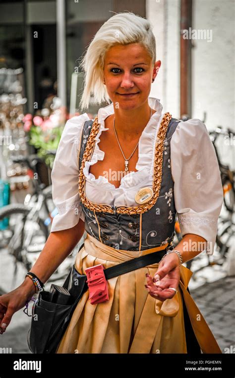 Beautiful Young Woman In Traditional Austrian Costume Editorial
