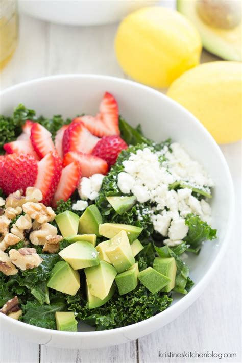 Strawberry Avocado Kale Salad Kristines Kitchen