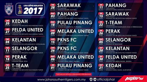 Jadwal terdiri dari waktu imsyak, shubuh, terbit, dhuha, dzuhur, ashr, maghrib dan isya. Jadual Perlawanan JDT Liga Super Malaysia 2017 | KISAH ...