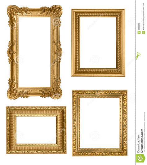 Vintage Detailed Gold Empty Picure Frames Stock Photo - Image of view ...