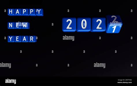 Happy New Year Of 2021 To 2022 3d Render Black Backround Stock Photo