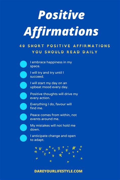 40 Daily Short Positive Affirmations List Daily Positive Affirmations