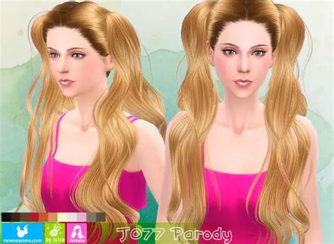 Sims 4 Hairs Newsea J 077 Parody Double Long Ponytails Hairstyle