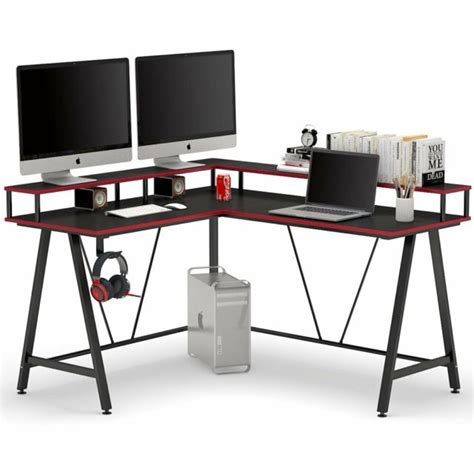 Tribesigns L Shaped Desk With Shelf Corner Computer Gaming Desk W