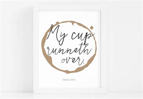 My Cup Runneth Over Wall Art Christian Printable Coffee Etsy
