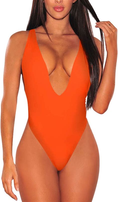 Sovoyontee Damen Einteiler Sexy Badeanzug High Cut Monokini V