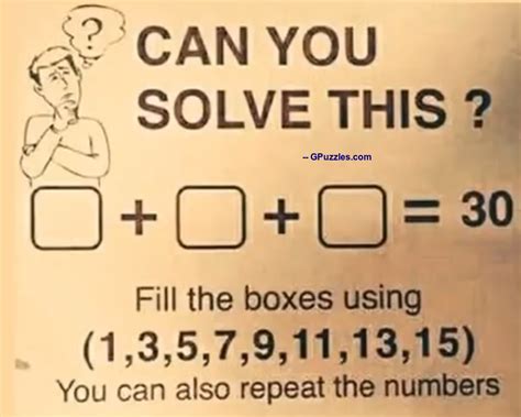 Fill The Boxes By Numbers Brain Teaser Maths Puzzles And Riddles