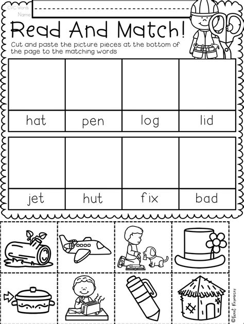 Cut And Paste Phonics Worksheets