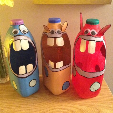Upcycled Recycled 4 Pint Milk Bottle Storage Monsters Great For Kids