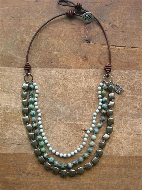 Layers Of African Turquoise Czech Glass And Glowing Pyrite With
