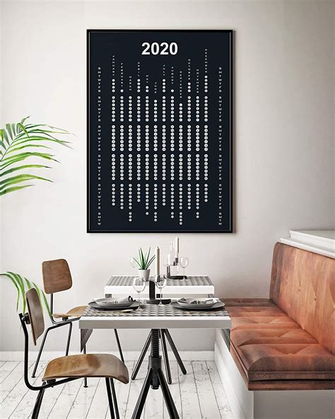 Contemporary Poster Small Yearly Wall Calendar 2020 One Page Large