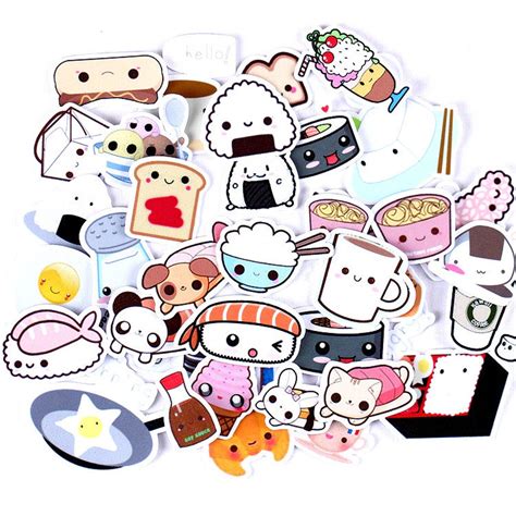 Creative Cute Kawaii Food Stickers Laptop Stickers Vinyl Etsy