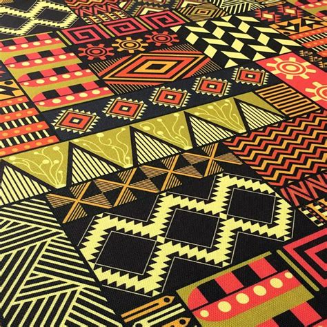 Tribal African Upholstery Fabric By The Yard Red Boho Ethnic Aztec