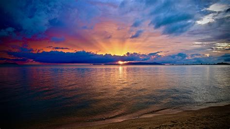 Wallpaper Photography Sunset Beach Clouds 1920x1080 Blurstreak