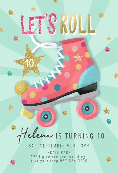 Free Editable Pdf Printable Blank Roller Skating Birthday Party Invitations