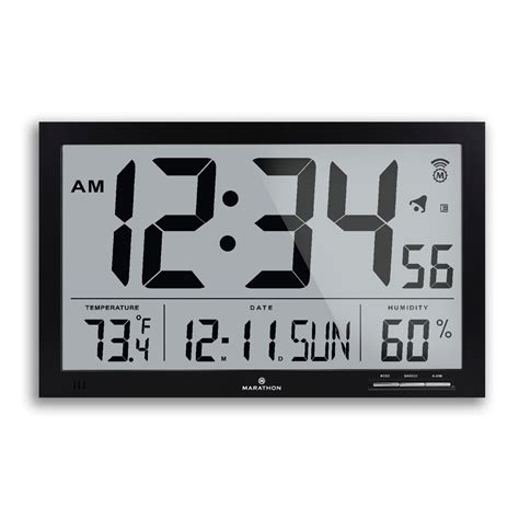 Buy Marathon Slim Jumbo Atomic Wall Clock Black Large 15 Inch