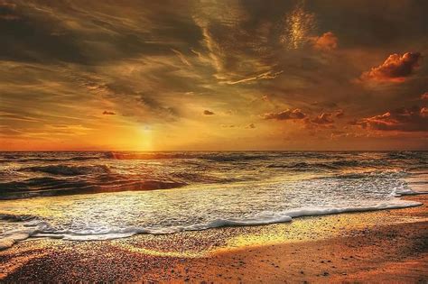 Sunset North Sea Sea Abendstimmung Beach Coast Clouds Evening