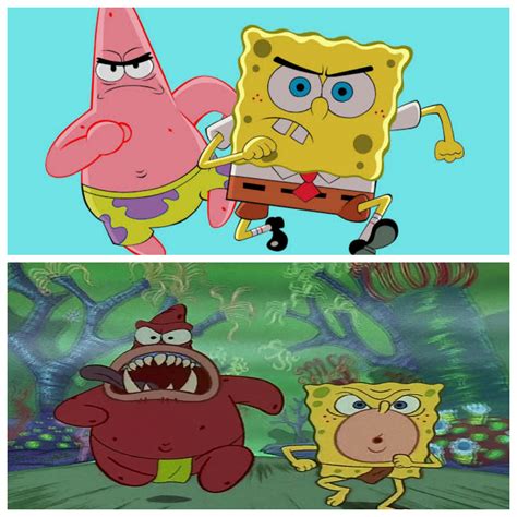 Pre Vs Past Spongebob And Patrick Running Rmemetemplatesofficial
