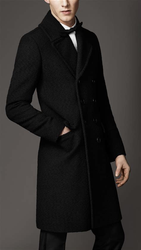 Burberry Bouclé Wool Evening Overcoat In Black For Men Lyst