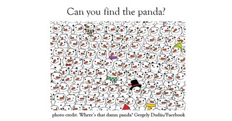 Optical Illusion Can You Find The Panda Out Of The Snowmen Wititudes