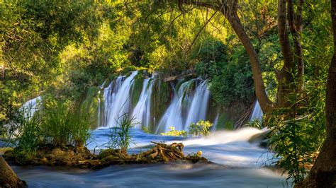 Wallpaper Bosnia And Herzegovina Kravice Falls Waterfall Trees