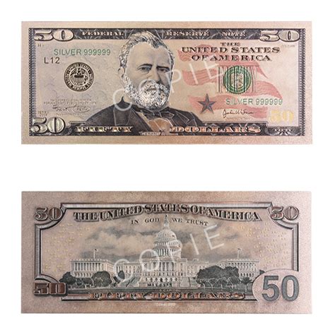 2004 Copy Of The United States 2004 50 Dollar Bill Fine Silver