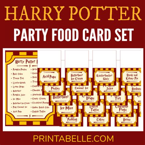 Food Cards Free Printables Harry Potter
