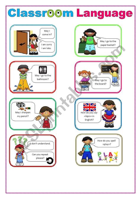 Classroom Language Esl Worksheet By Mariana0712