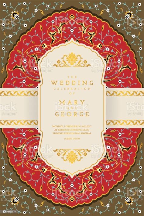 vintage wedding invitation card template  floral background stock
