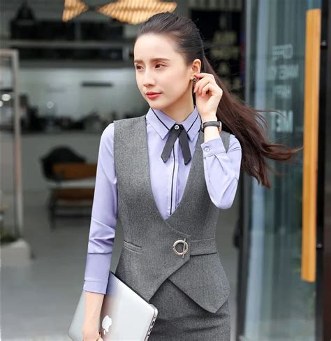 Fashion Women Waistcoat And Vest Grey Office Ladies Work Wear Female