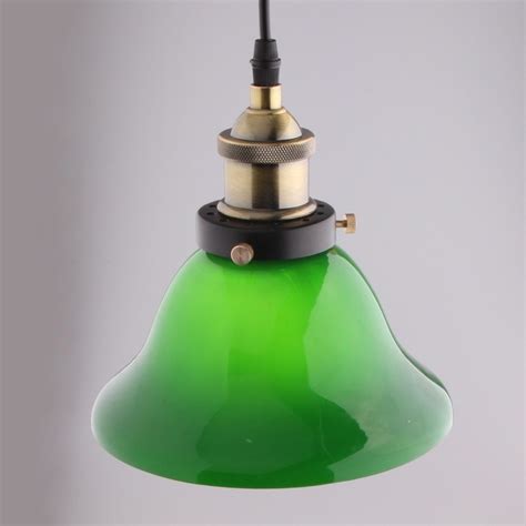 Luxury Vivid Emerald Green Glass Shade Metal Retro Pendant Light Single Light Vivid Emerald