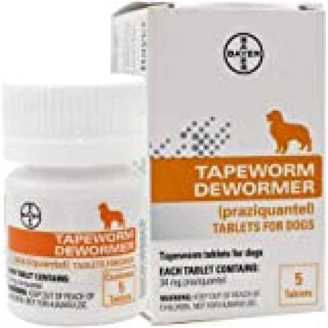Bayer Tapeworm Dewormer Praziquantel Tablets For Dogs 5 Count
