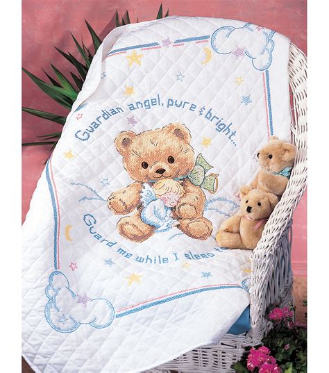 Cross stitch samplers pattern baby ladybug stitchery baby projects cross stitch baby cross stitch embroidery stitches. Cuddly Bear Stamped Cross Stitch Quilt Kit-34"x43" | JOANN