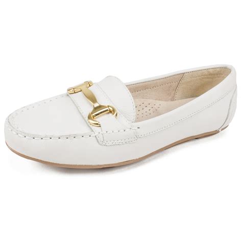 White Mountain Womens Scotch Leather Closed Toe Loafers White Size 7