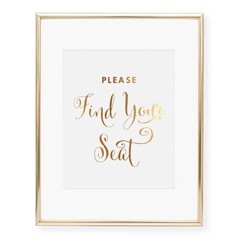 Find Your Seat Sign Foil Art Print Seating Chart Wedding Signage